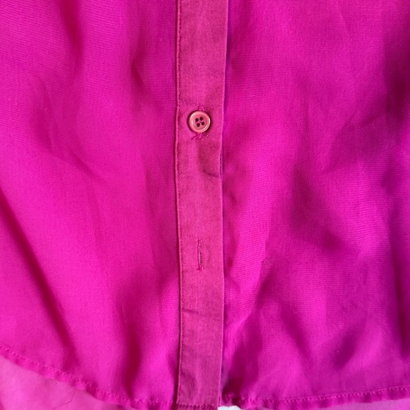 Free People Magenta Best of Both Worlds Button-Down 1/2 Sheer Shirt Size S #1664 - Picture 8 of 8